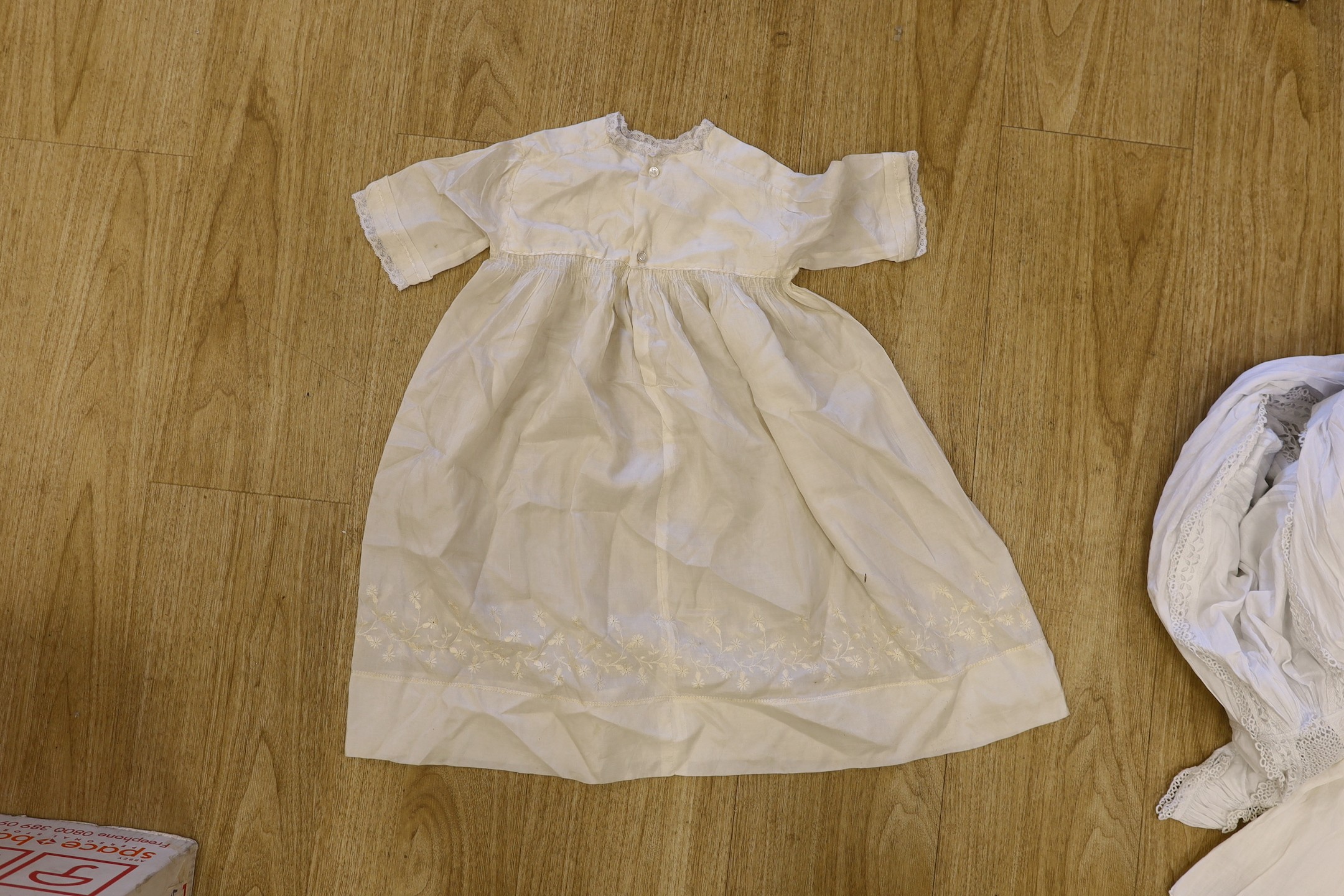 A collection of 19th century cutwork and Ayrshire christening gowns